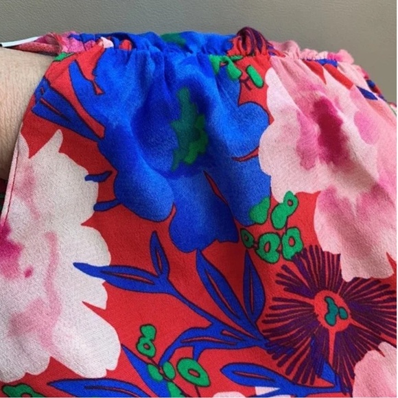 🦋 Bloggers Favorite 🦋 Zara Floral Top Long Sleeve Crop Waistband Sz M - Picture 14 of 16